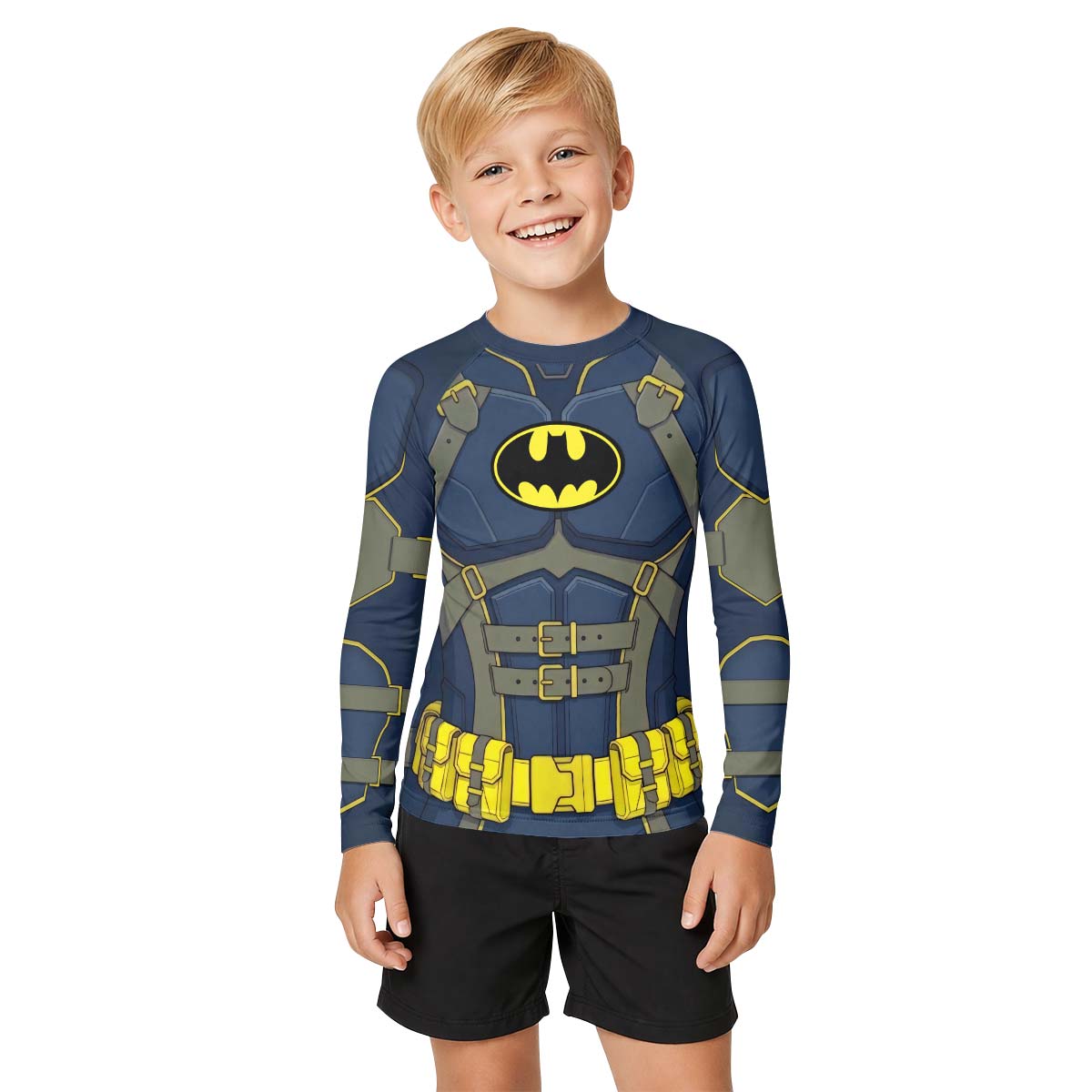 Batman Tactical Blue Armor Kid Rash Guard