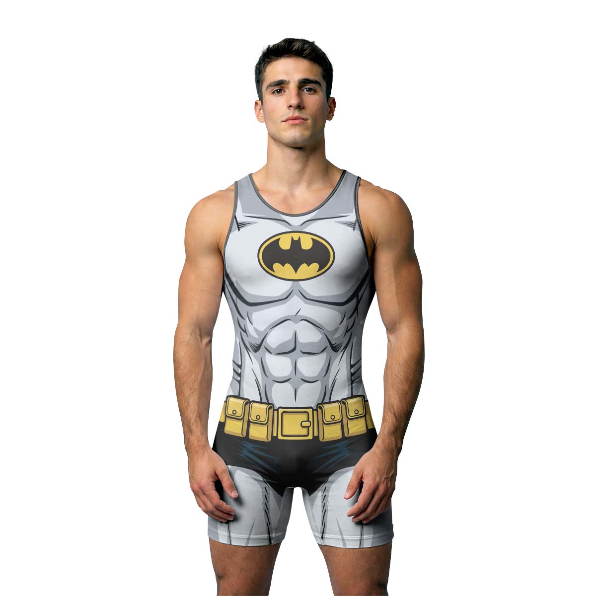 Batman White Wrestling Singlet
