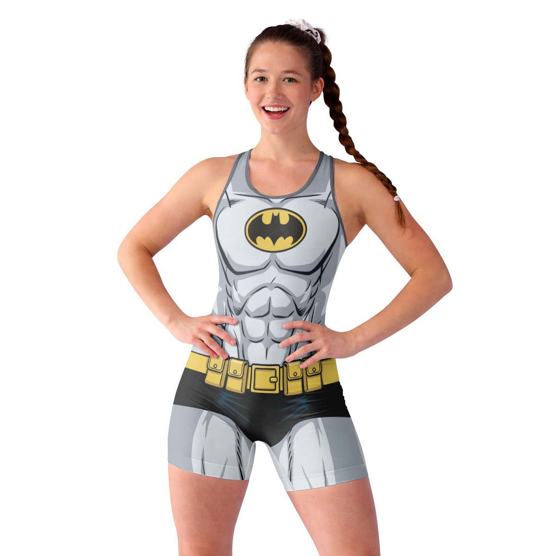 Batman White Wrestling Singlet