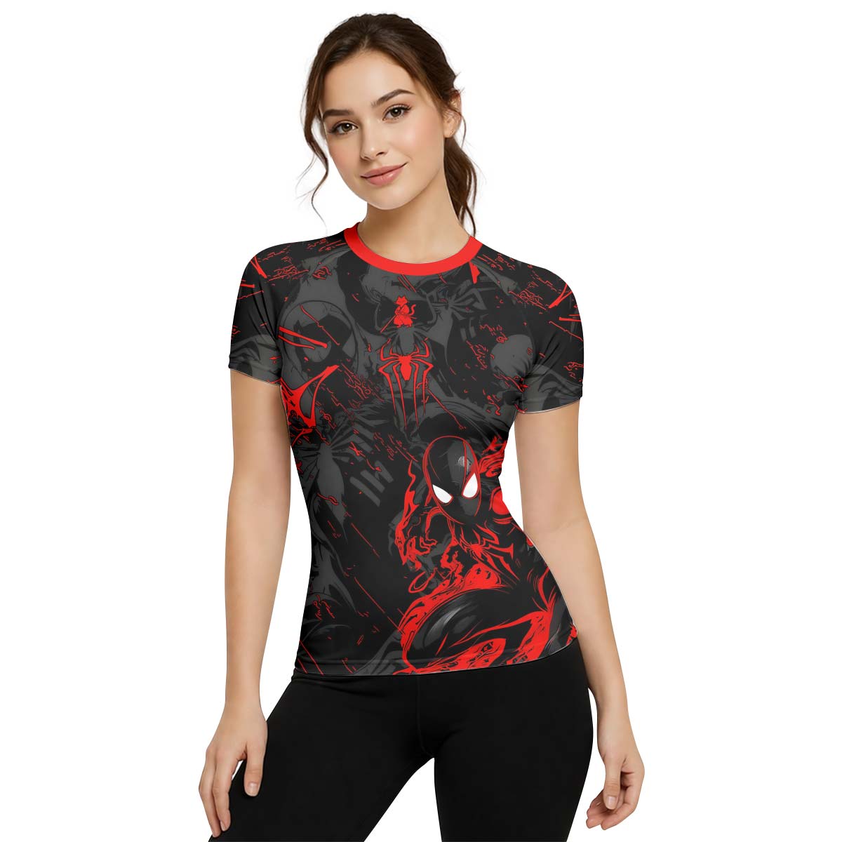  Black Spider Man Miles Morales Rash Guard