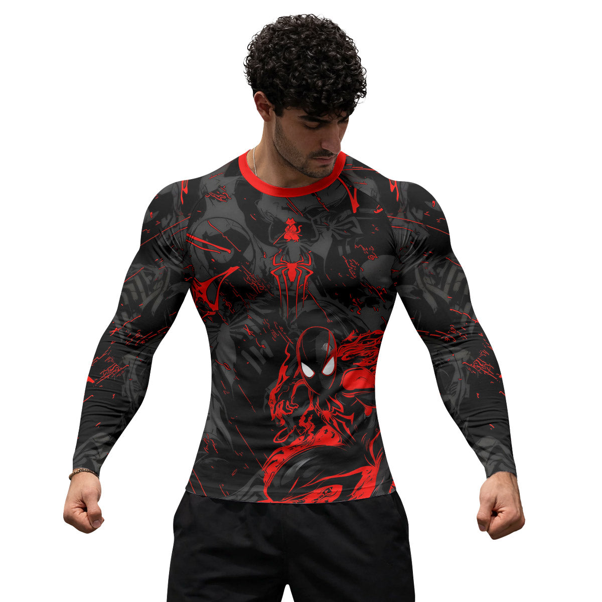  Black Spider Man Miles Morales Rash Guard
