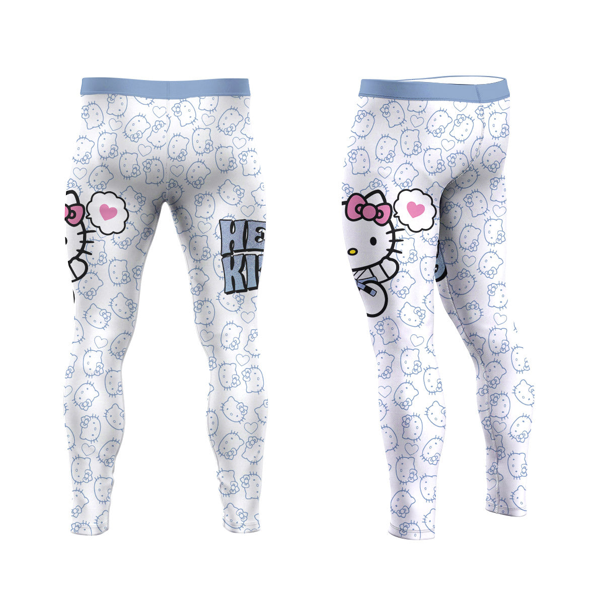 Blue Hello Kitty JiuJitsu Men's Compression Leggings