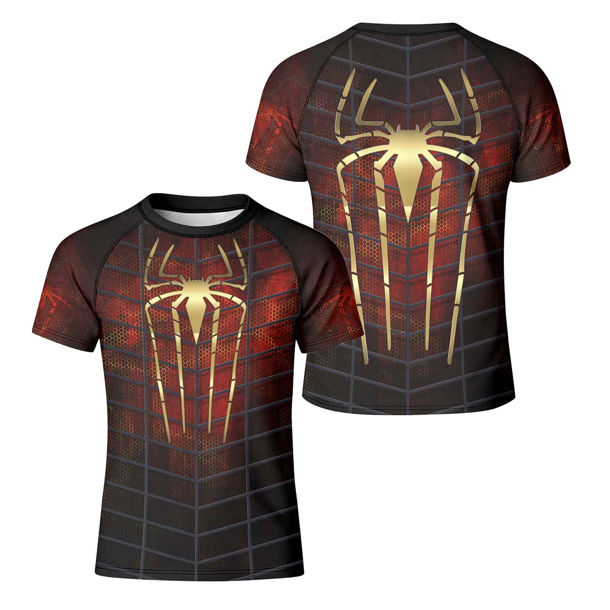 Golden Spider Man Kid Rash Guard