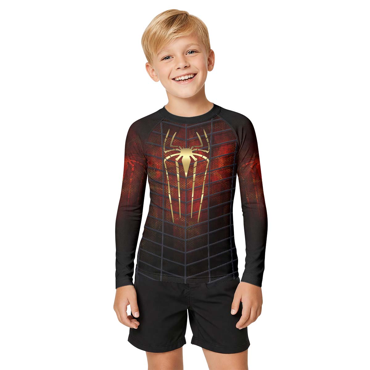 Golden Spider Man Kid Rash Guard