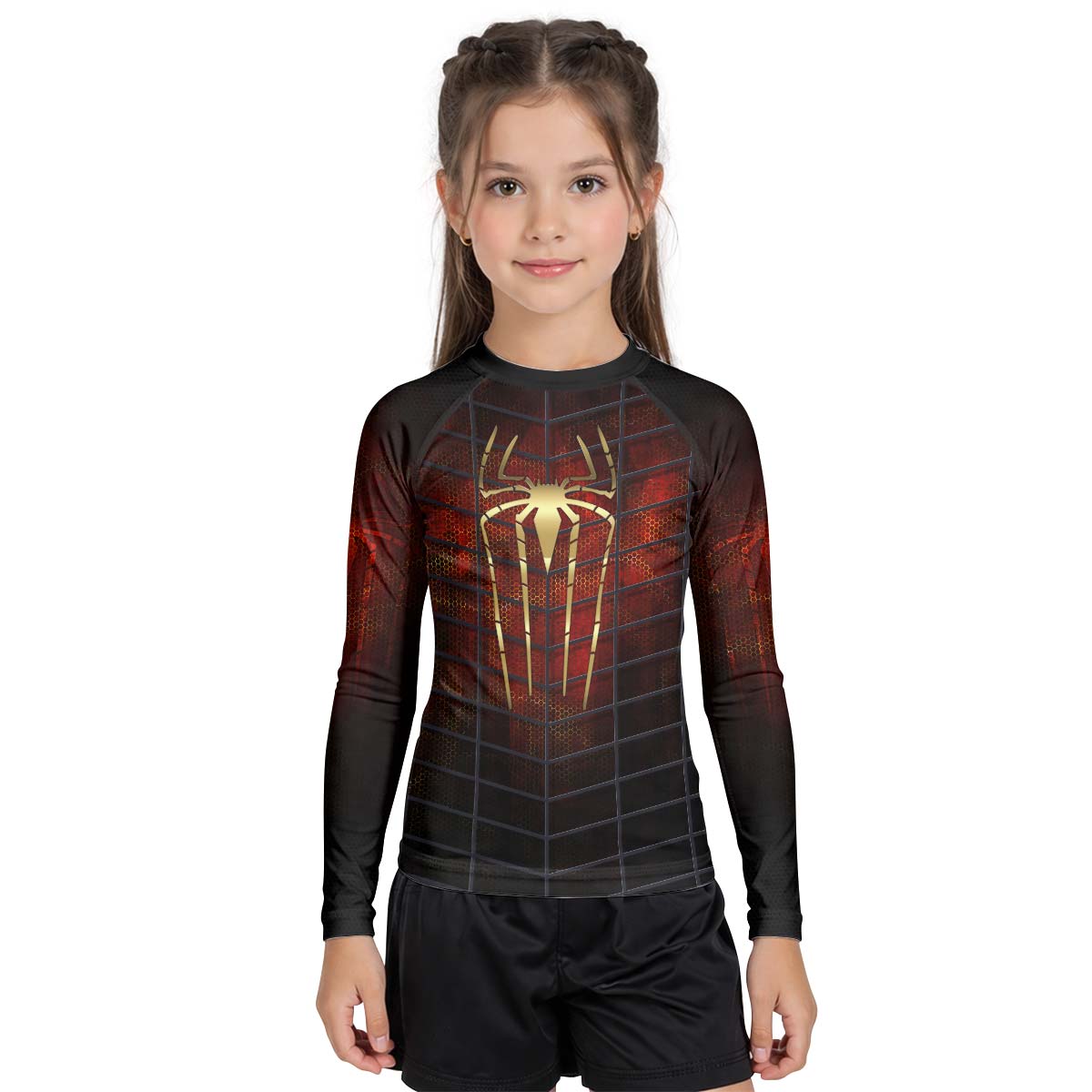 Golden Spider Man Kid Rash Guard