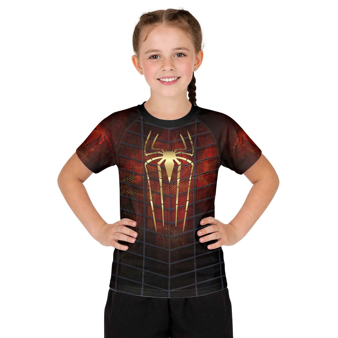 Golden Spider Man Kid Rash Guard