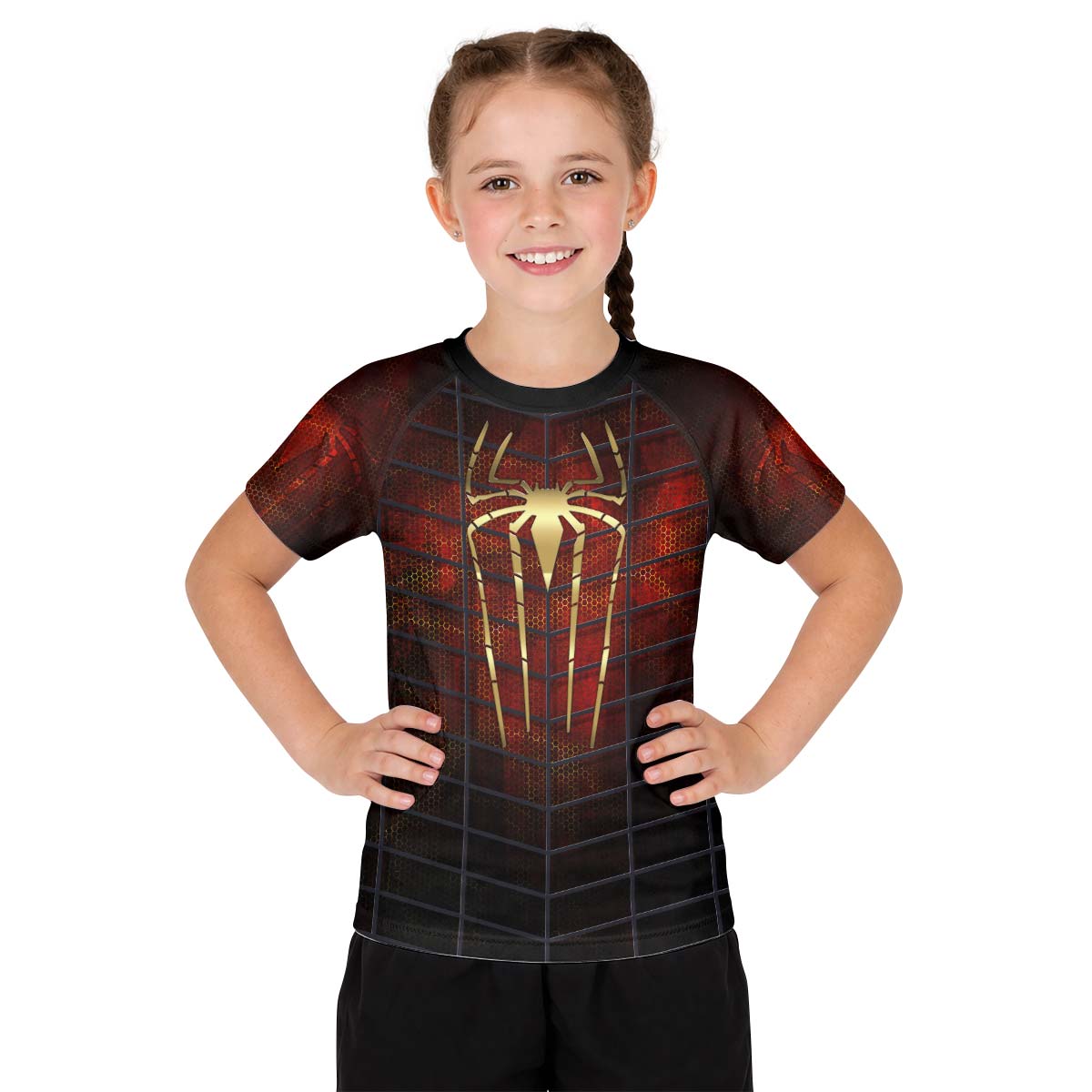Golden Spider Man Kid Rash Guard