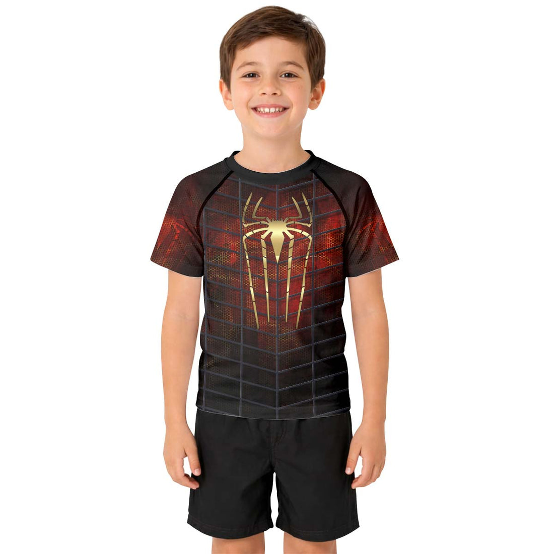 Golden Spider Man Kid Rash Guard