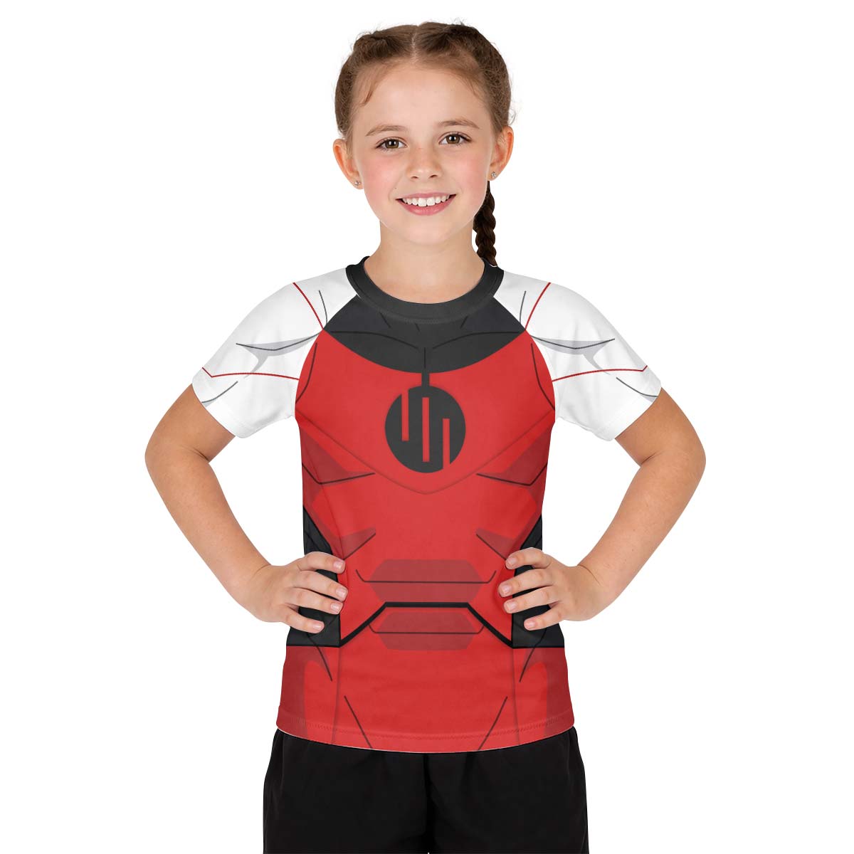 Invincible Black Red Cosplay Kid Rash Guard