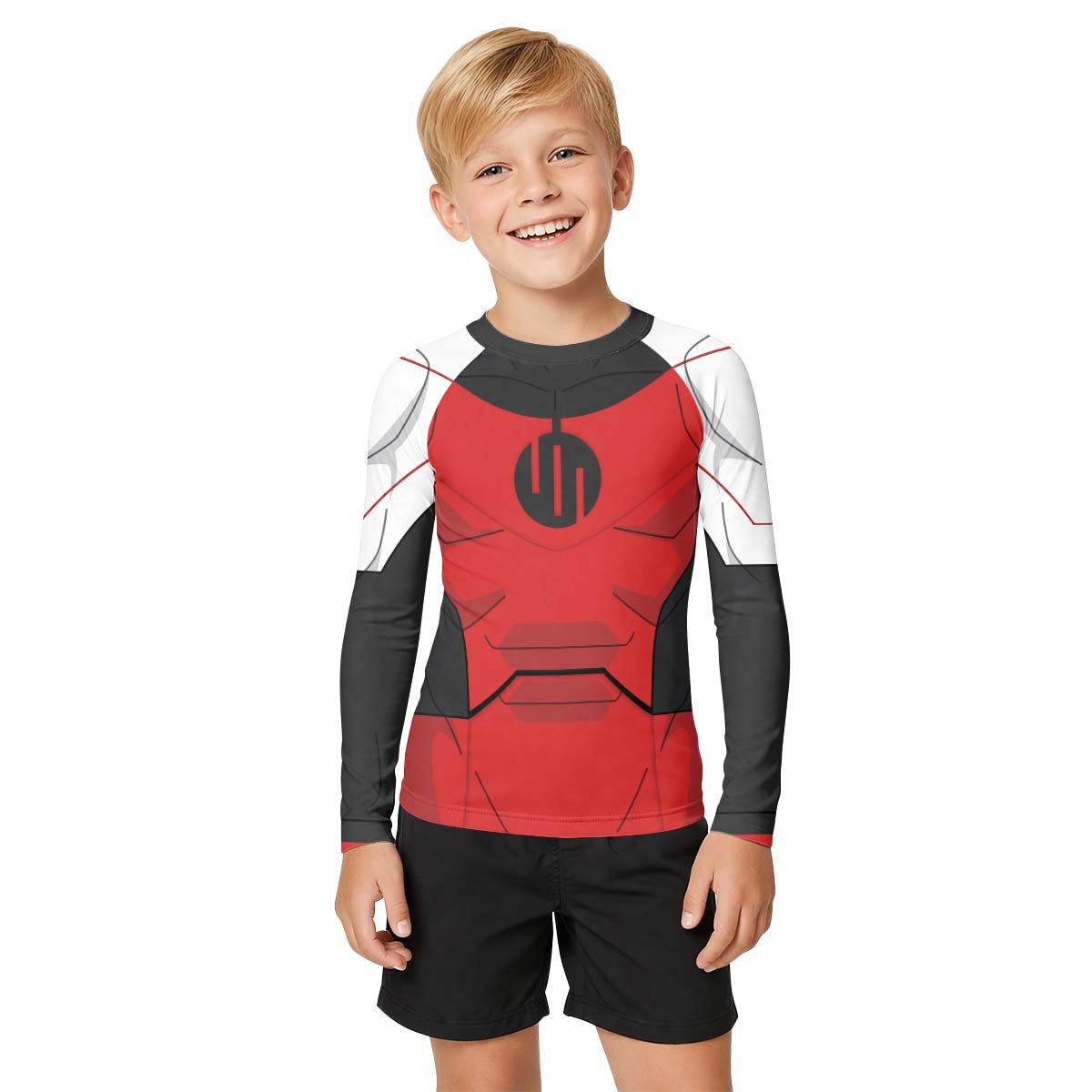 Invincible Black Red Cosplay Kid Rash Guard