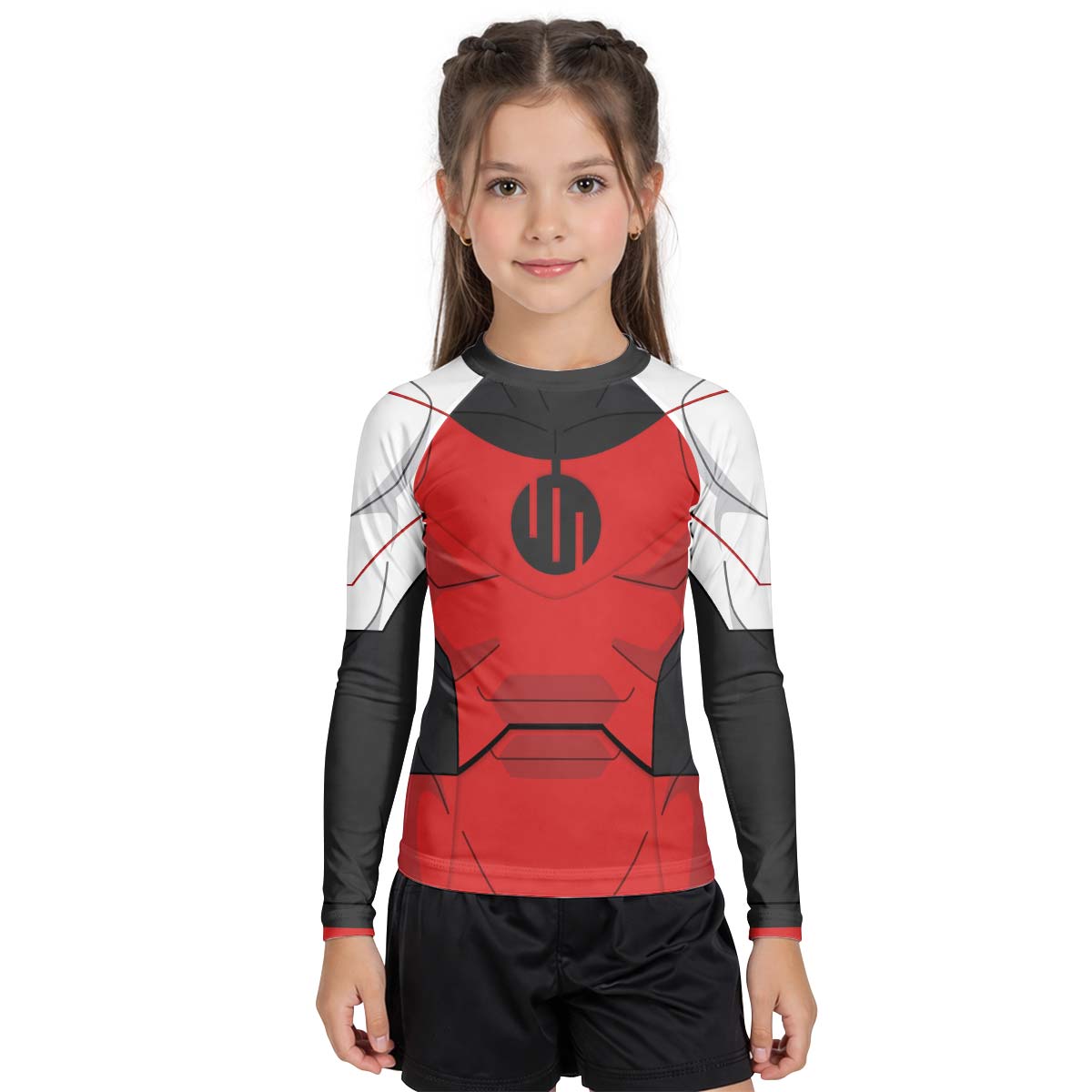 Invincible Black Red Cosplay Kid Rash Guard