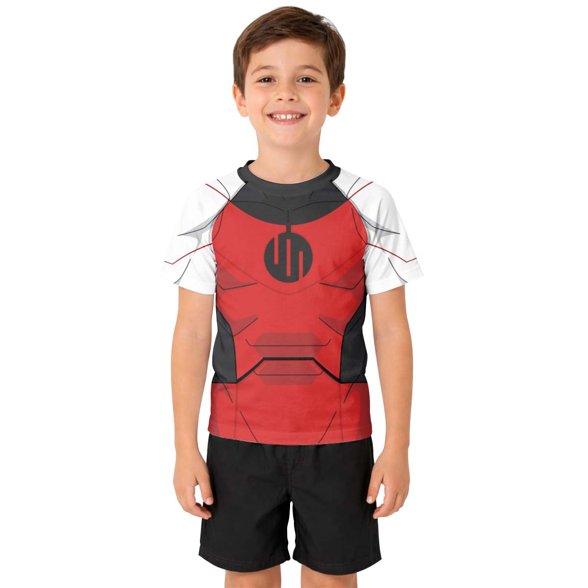Invincible Black Red Cosplay Kid Rash Guard