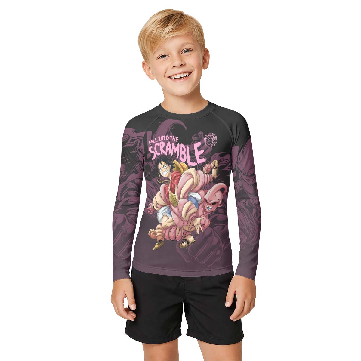 Luffy Versus Kid Buu Kids Rash Guard