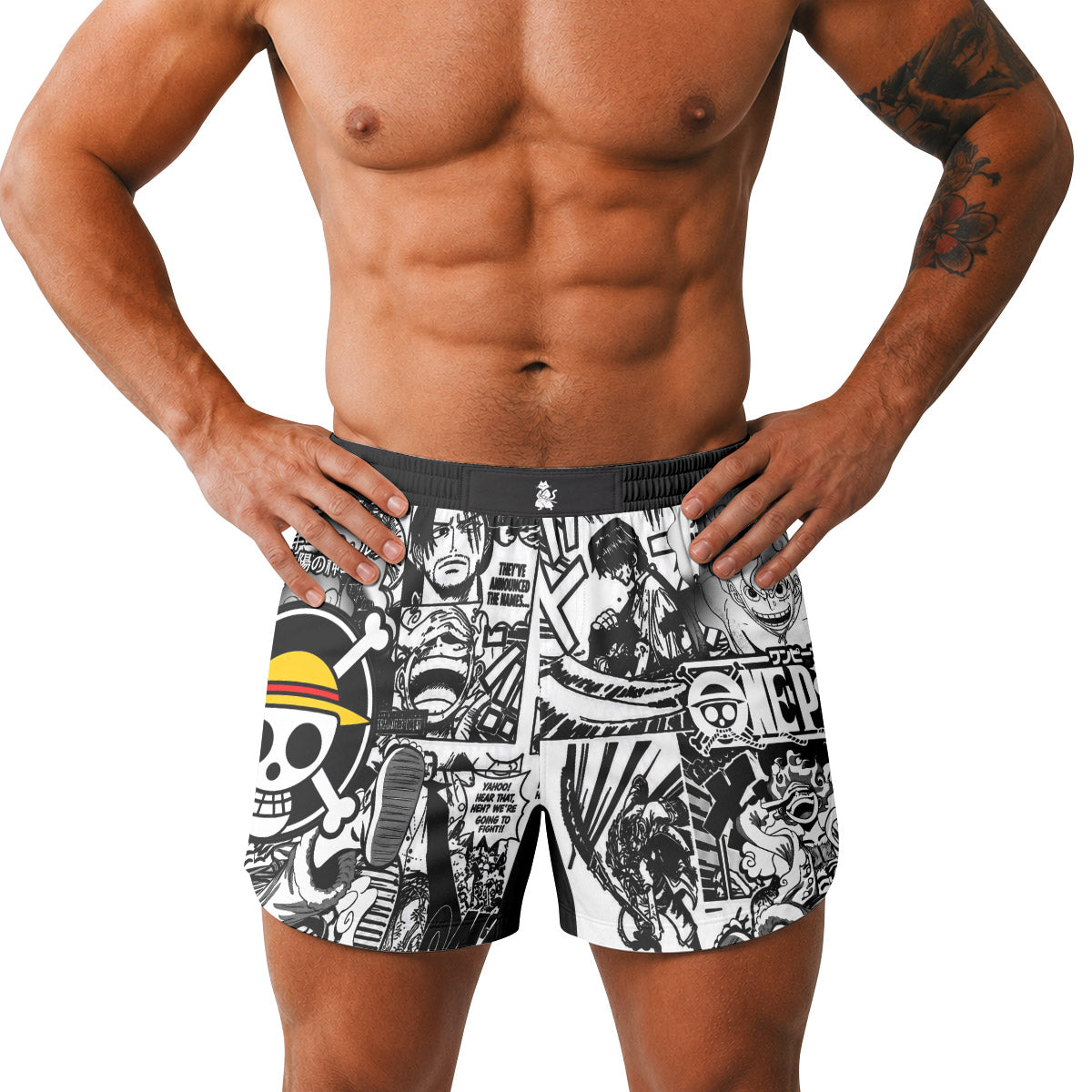  One Piece Manga Black Grappling Shorts