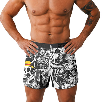  One Piece Manga Black Grappling Shorts