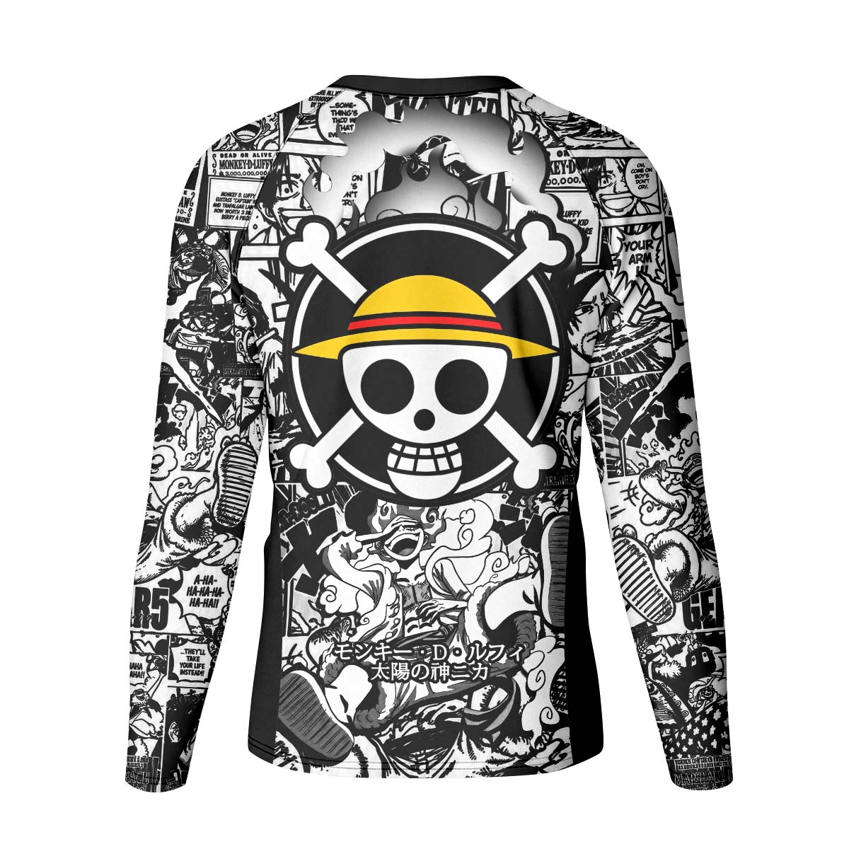 One Piece Manga Black Kids Rash Guard