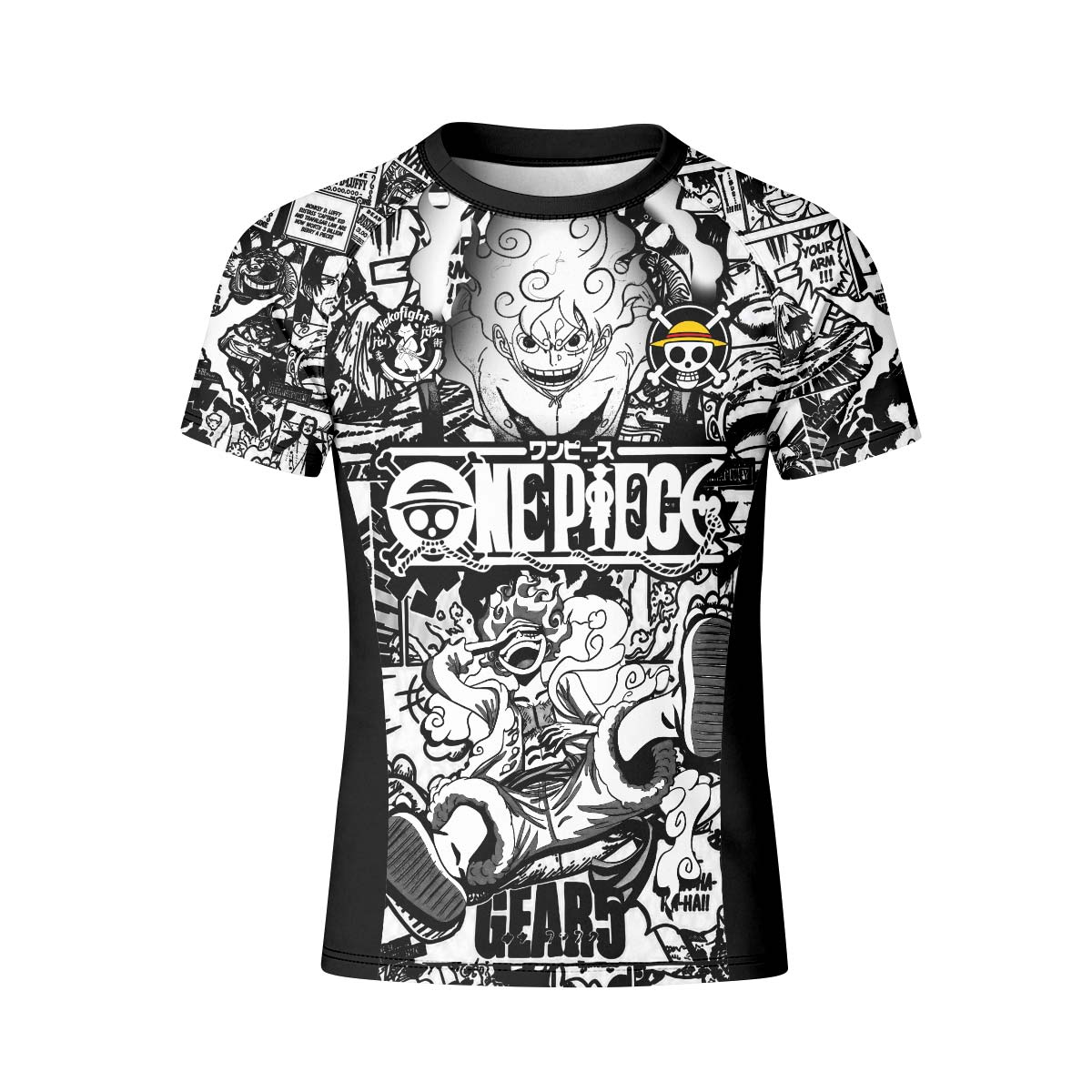 One Piece Manga Black Kids Rash Guard