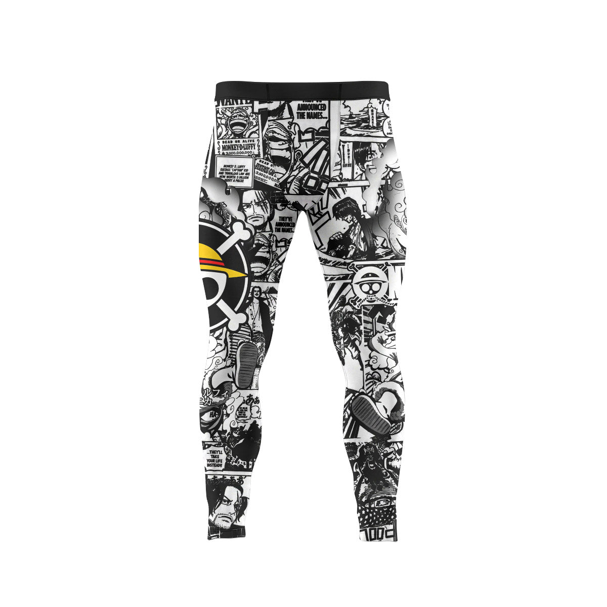  One Piece Manga Black Men's Compression Leggings