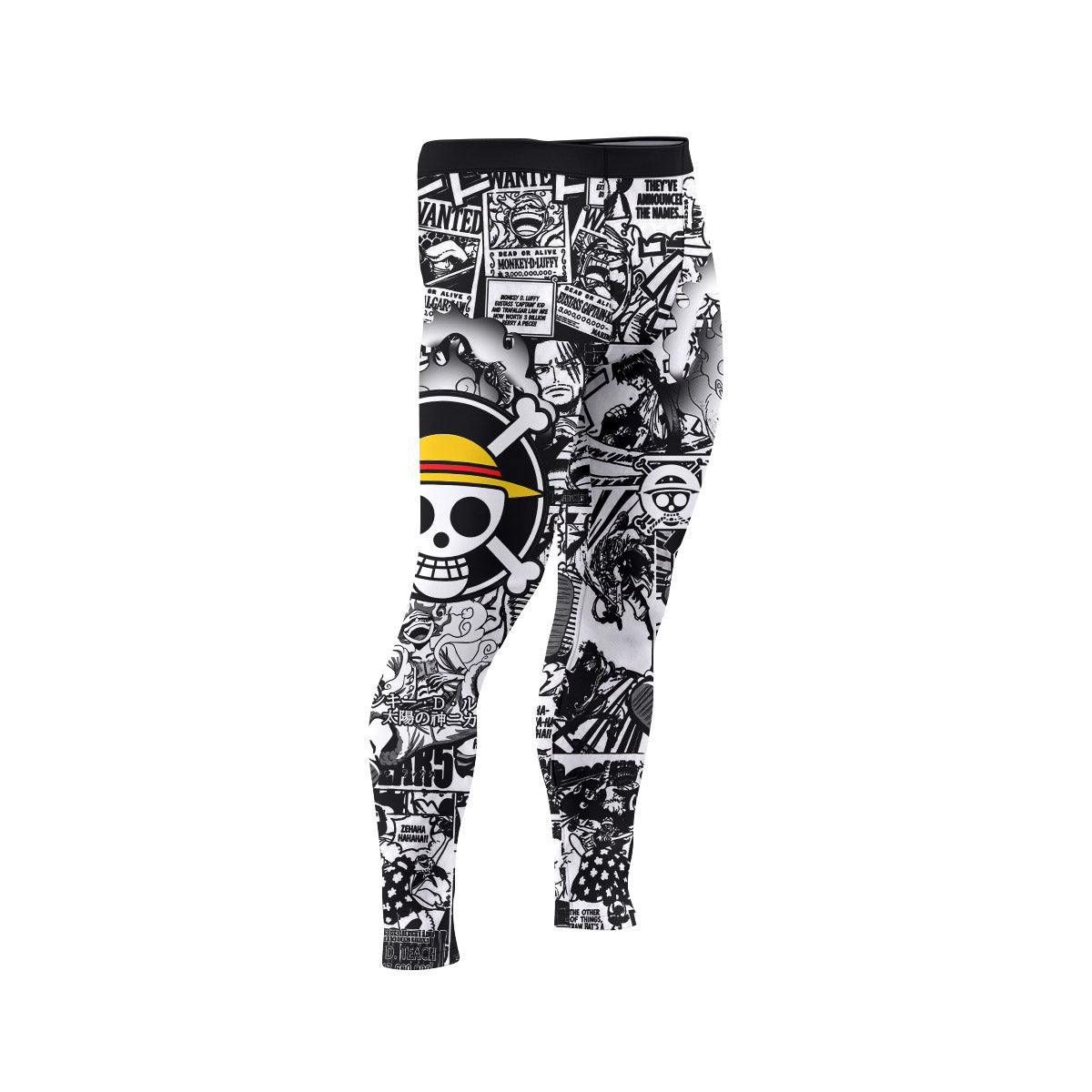  One Piece Manga Black Men's Compression Leggings