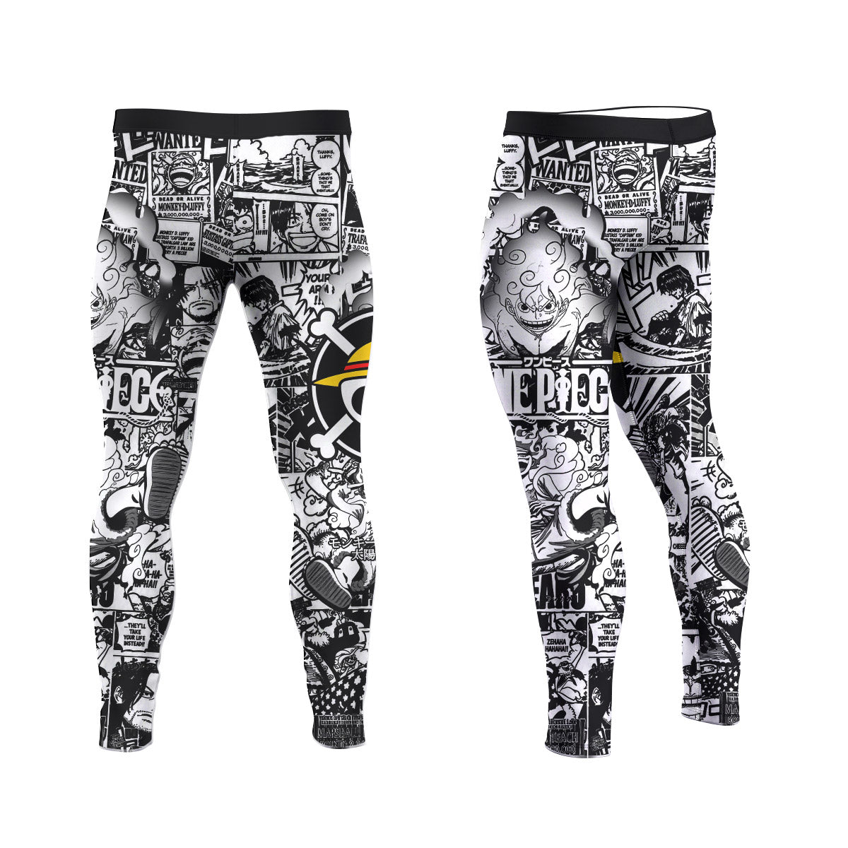  One Piece Manga Black Men's Compression Leggings