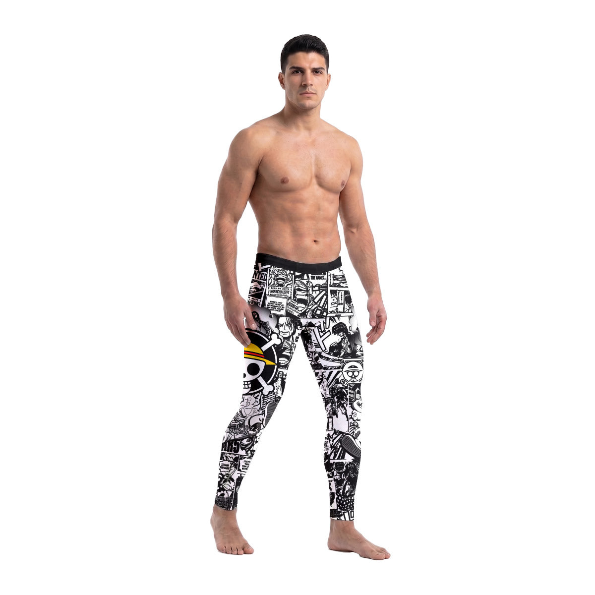  One Piece Manga Black Men's Compression Leggings