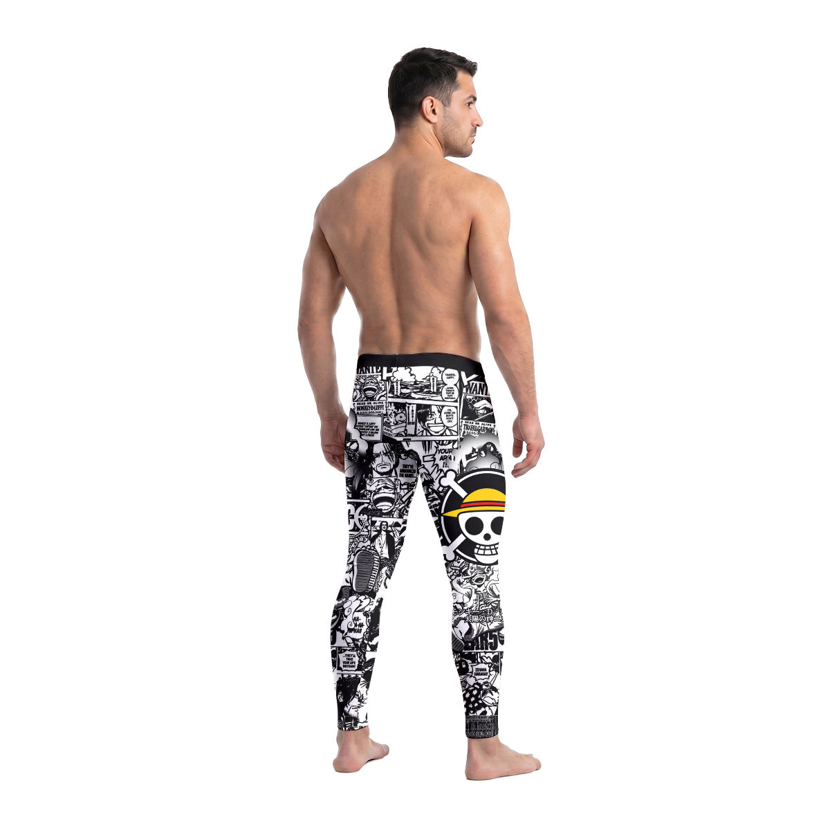  One Piece Manga Black Men's Compression Leggings