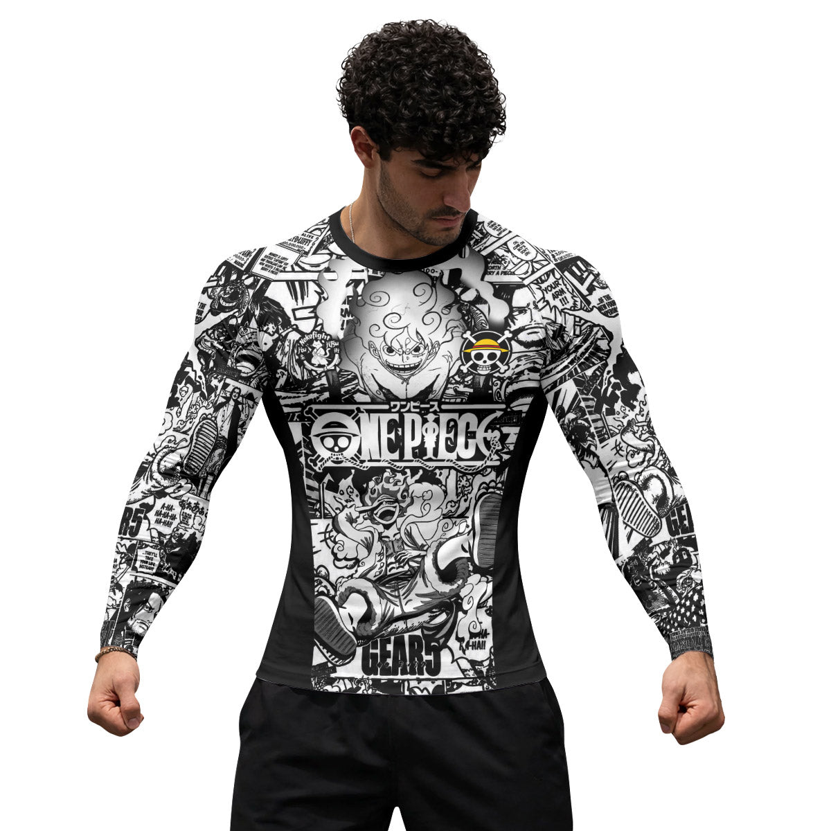 One Piece Manga Black Rash Guard