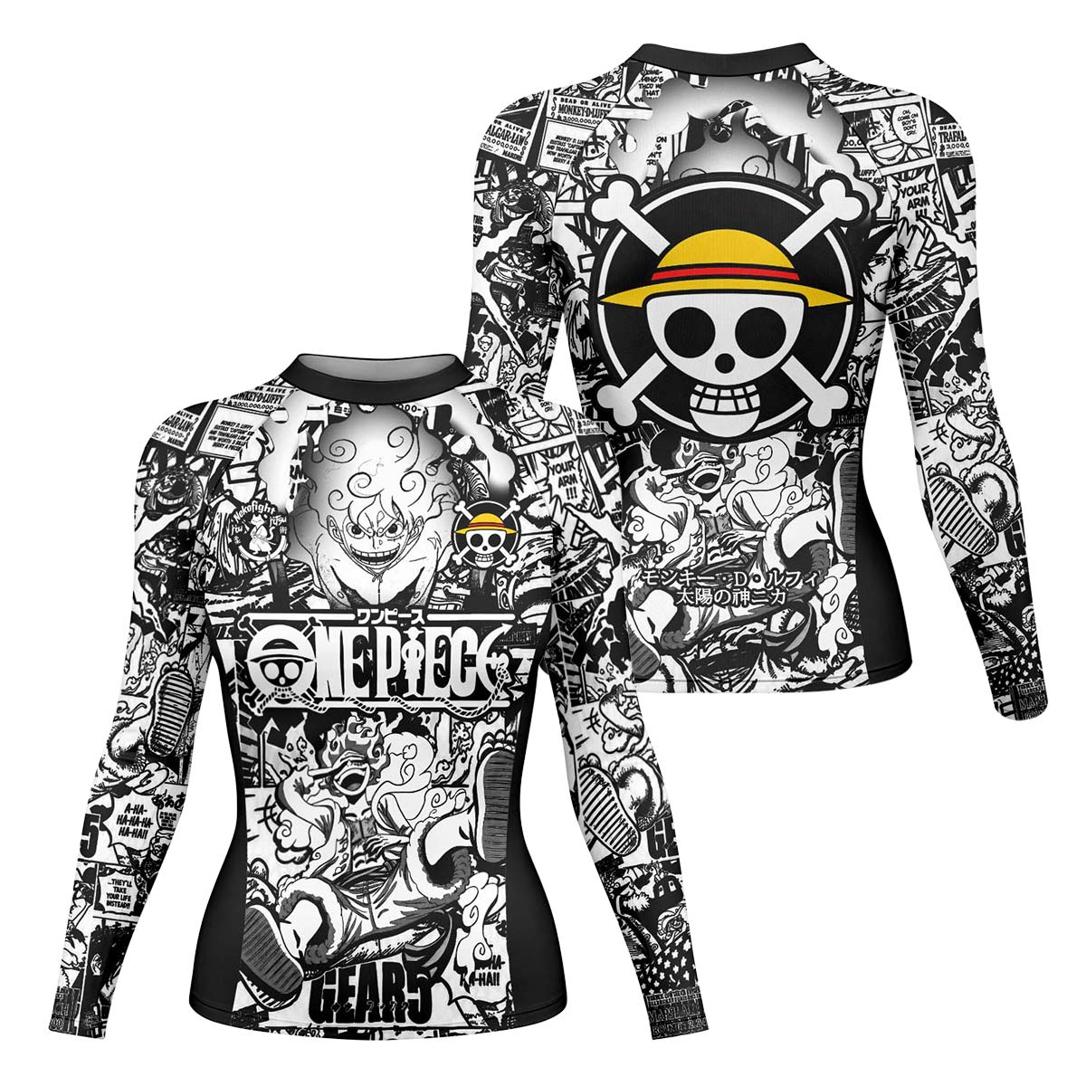  One Piece Manga Black Rash Guard