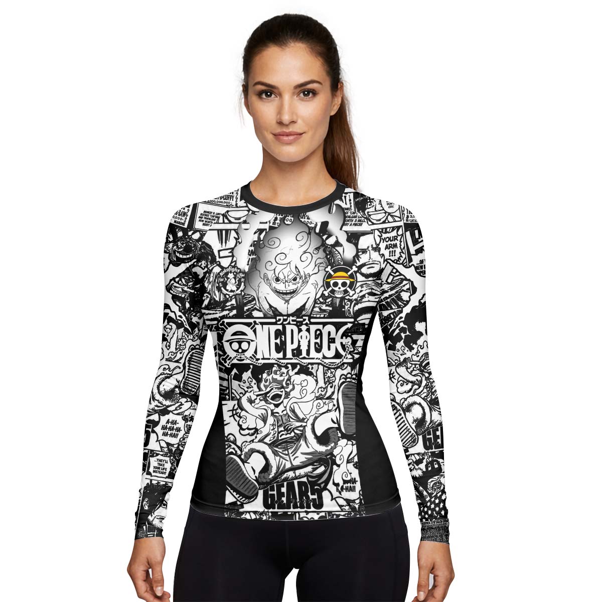  One Piece Manga Black Rash Guard