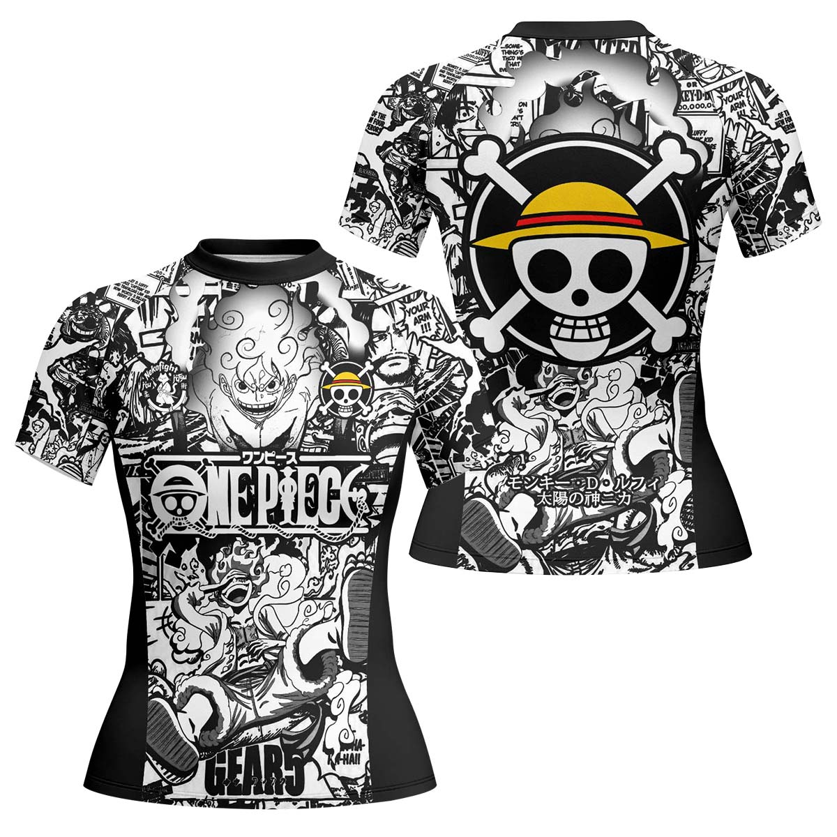 One Piece Manga Black Rash Guard