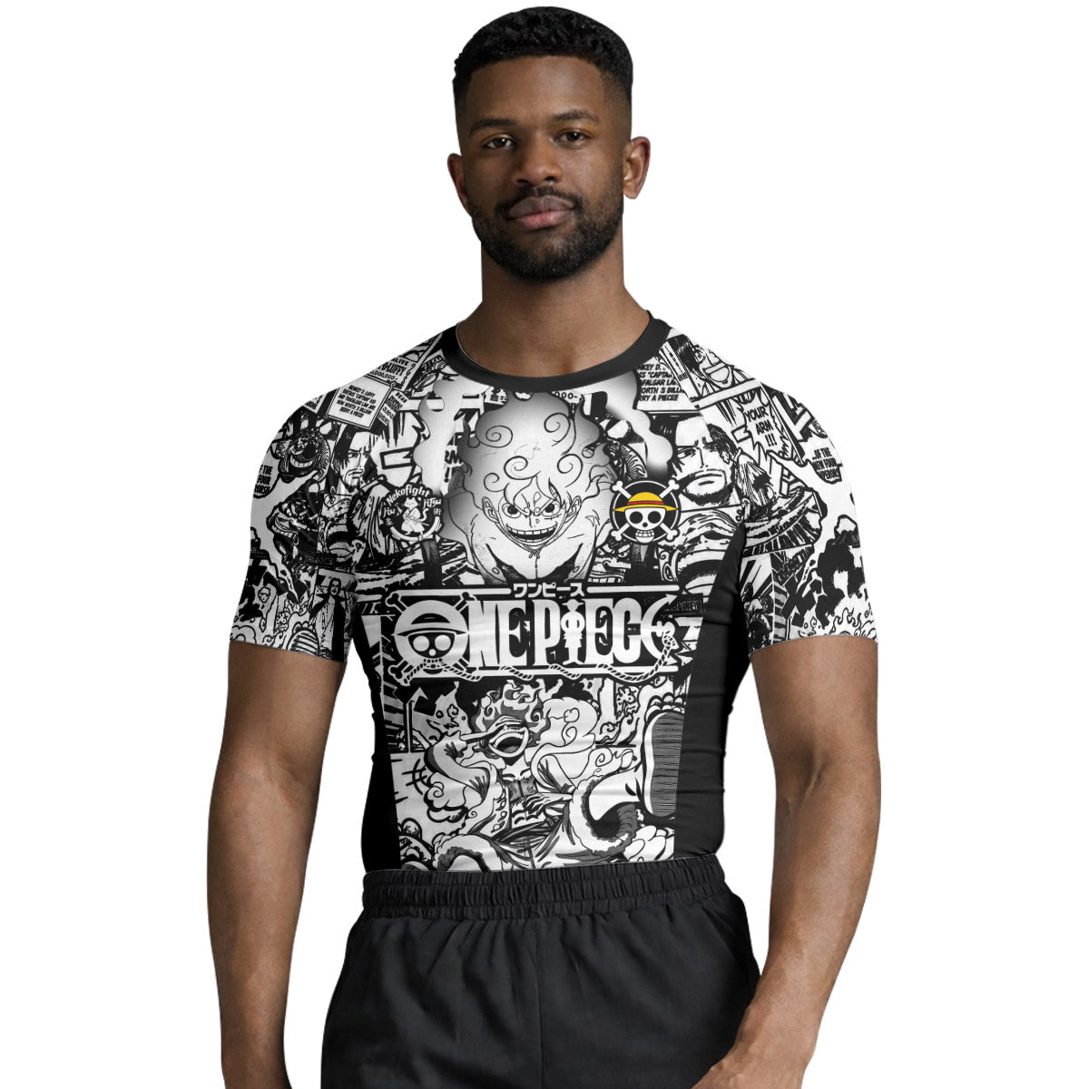 One Piece Manga Black Rash Guard