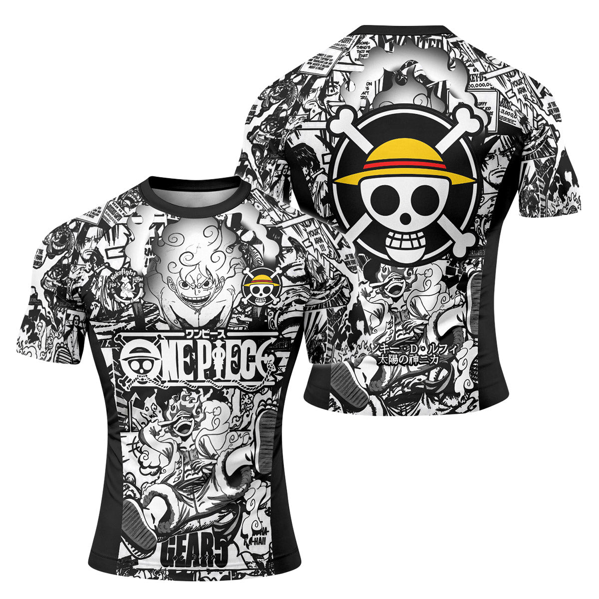 One Piece Manga Black Rash Guard