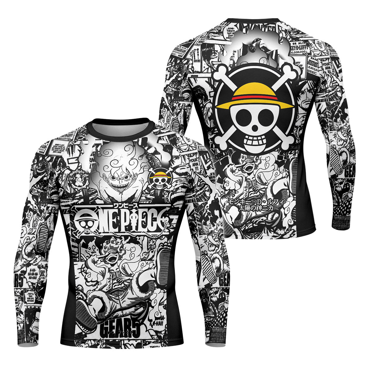  One Piece Manga Black Rash Guard