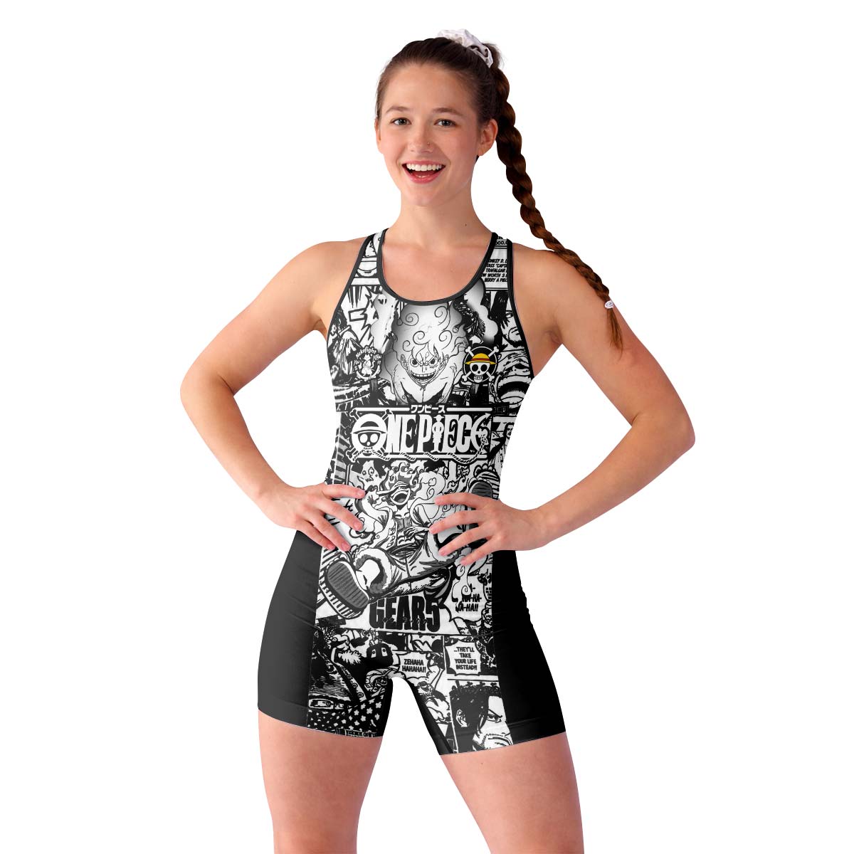 One Piece Manga Black Wrestling Singlet