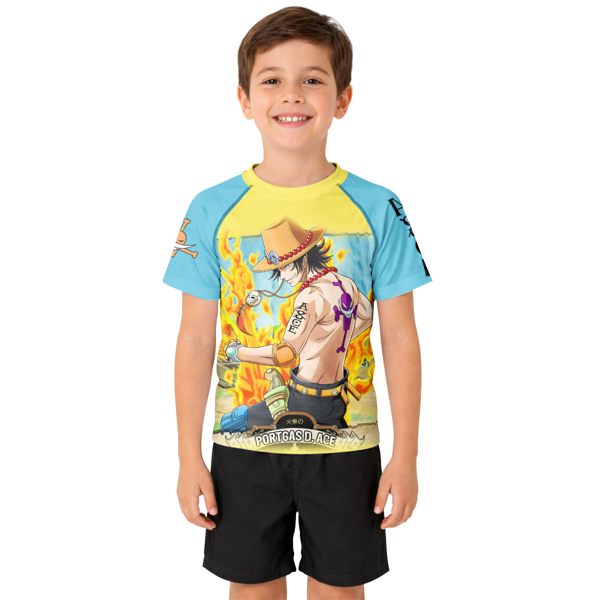 One Piece Portgas D Ace Kid Rash Guard