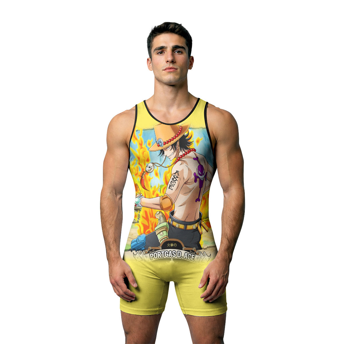 One Piece Portgas D Ace Wrestling Singlet