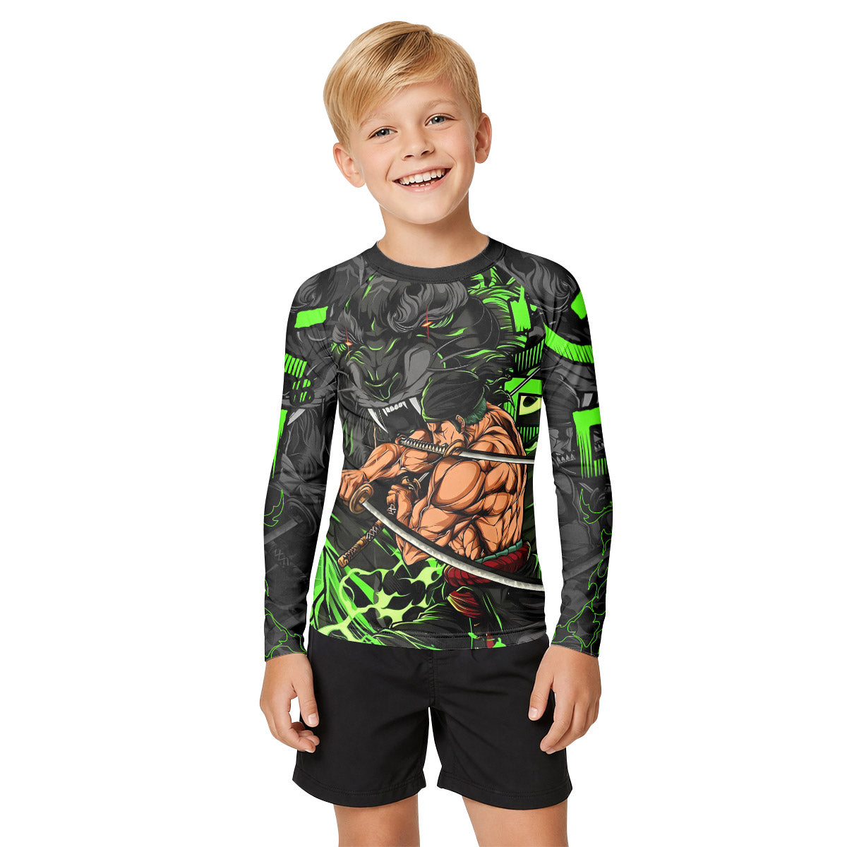 One Piece Zoro Oni Giri Kid Rash Guard