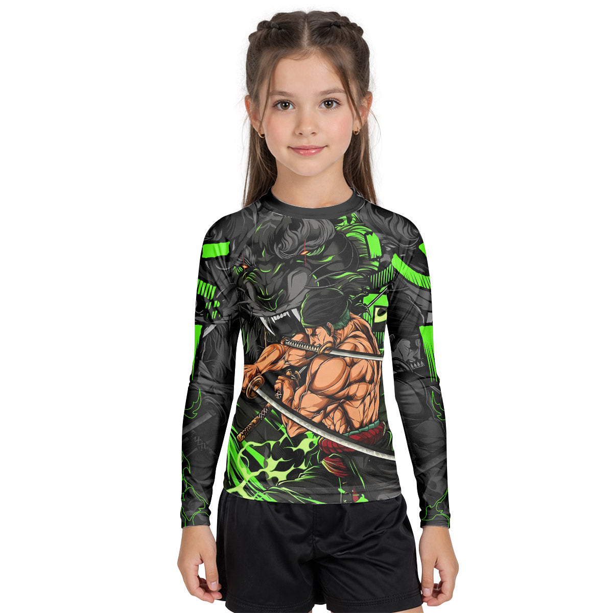 One Piece Zoro Oni Giri Kid Rash Guard