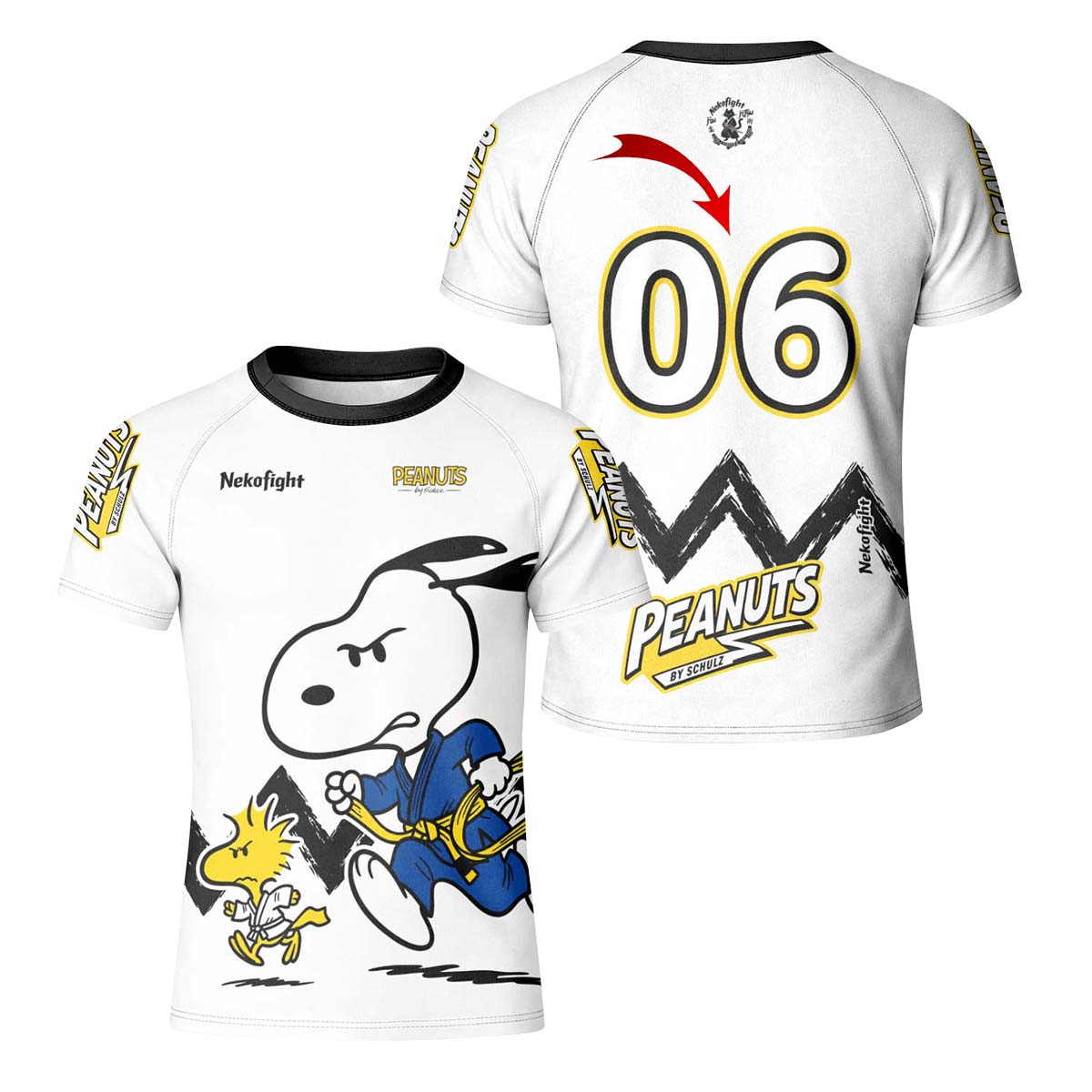 Personalized Snoopy Academy BJJ Kid Rash Guard