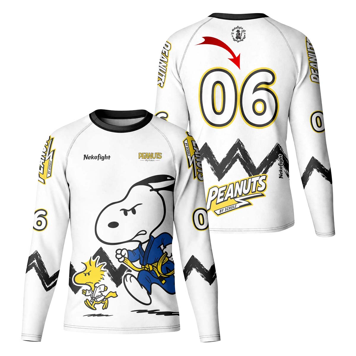 Personalized Snoopy Academy BJJ Kid Rash Guard