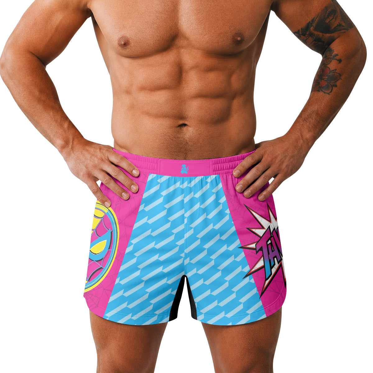  Pink Blue Spider Man Grappling Shorts
