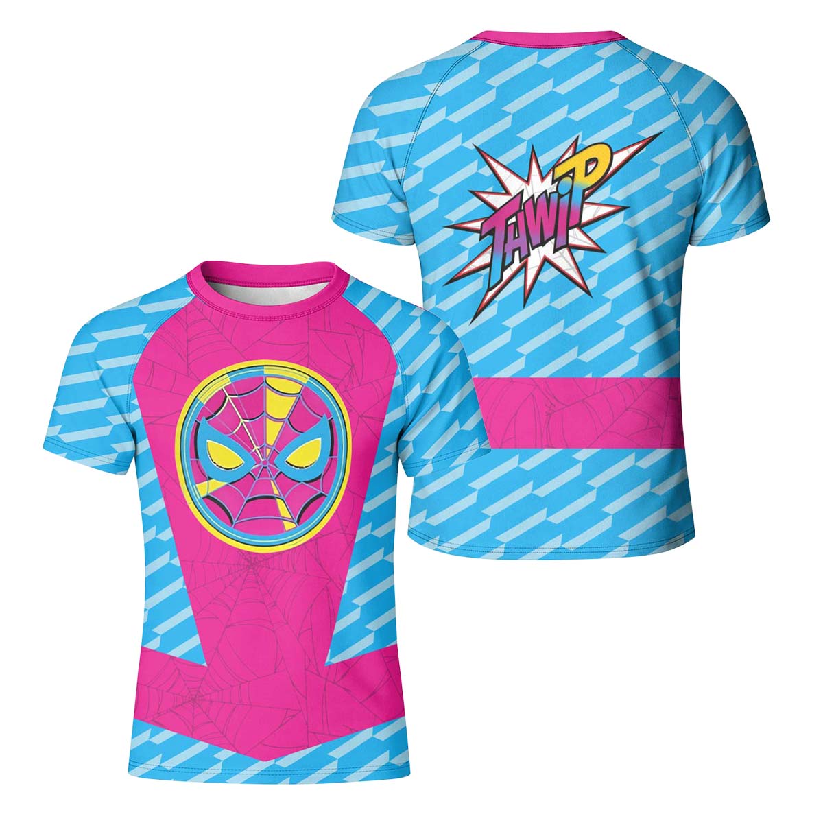  Pink Blue Spider Man Kid Rash Guard