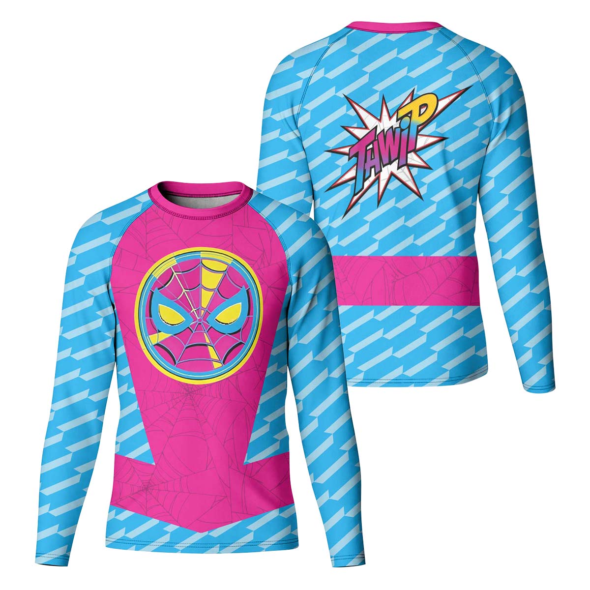 Pink Blue Spider Man Kid Rash Guard