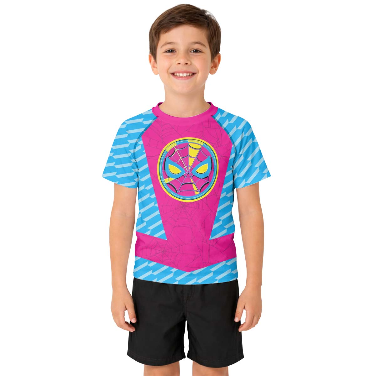  Pink Blue Spider Man Kid Rash Guard