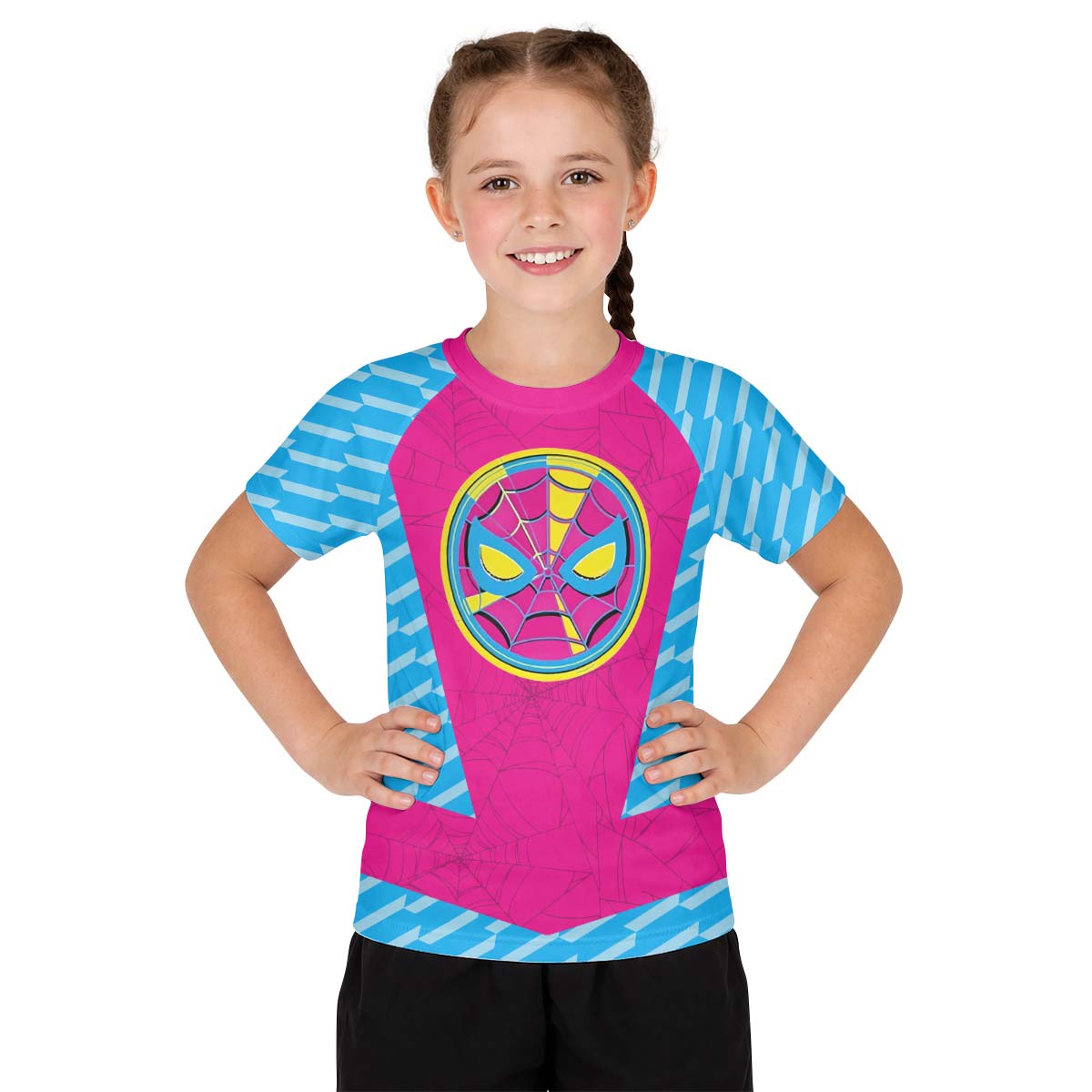  Pink Blue Spider Man Kid Rash Guard