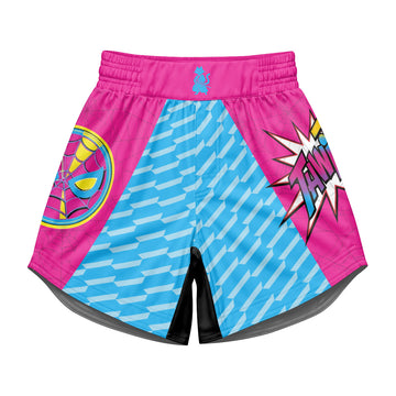 Pink Blue Spider Man Kids Grappling Shorts