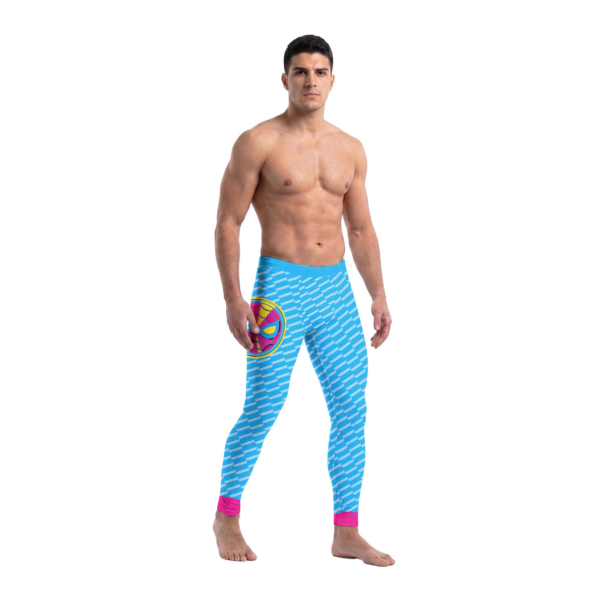  Pink Blue Spider Man Men's Compression Leggings