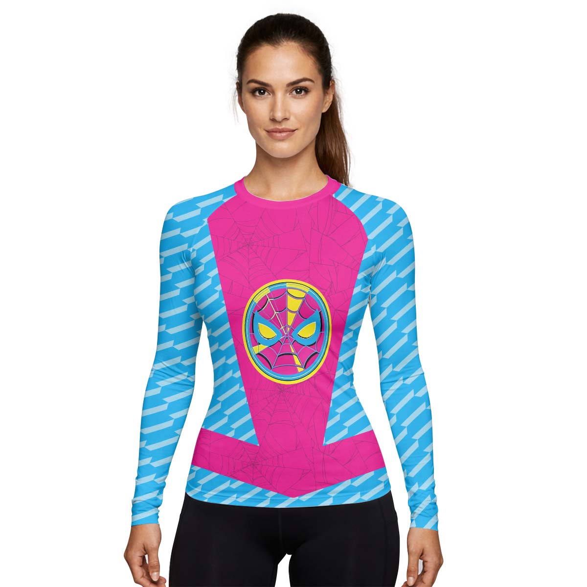  Pink Blue Spider Man Rash Guard