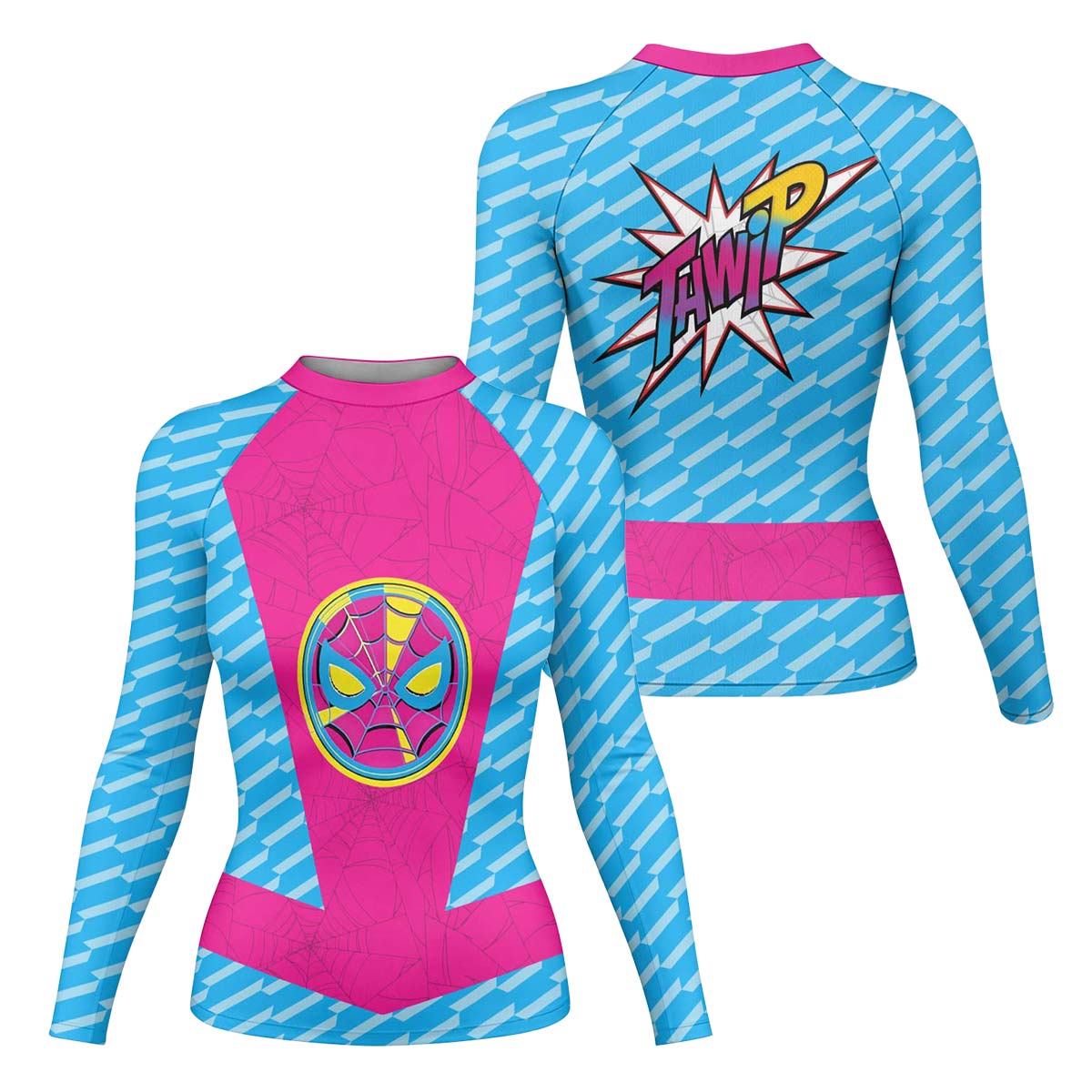  Pink Blue Spider Man Rash Guard