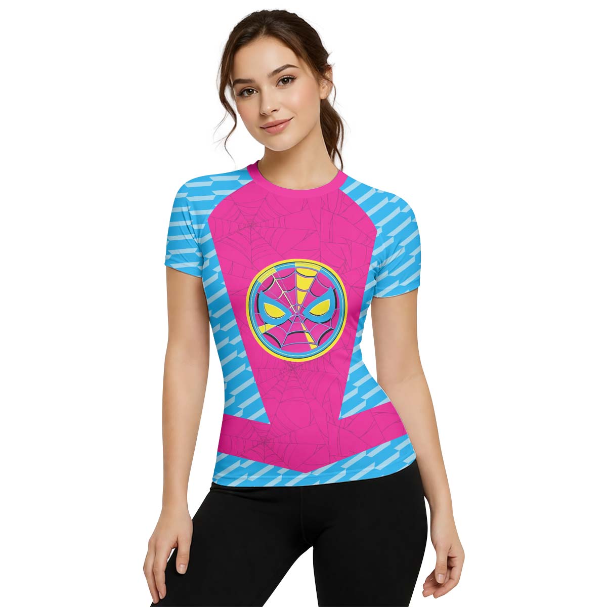  Pink Blue Spider Man Rash Guard